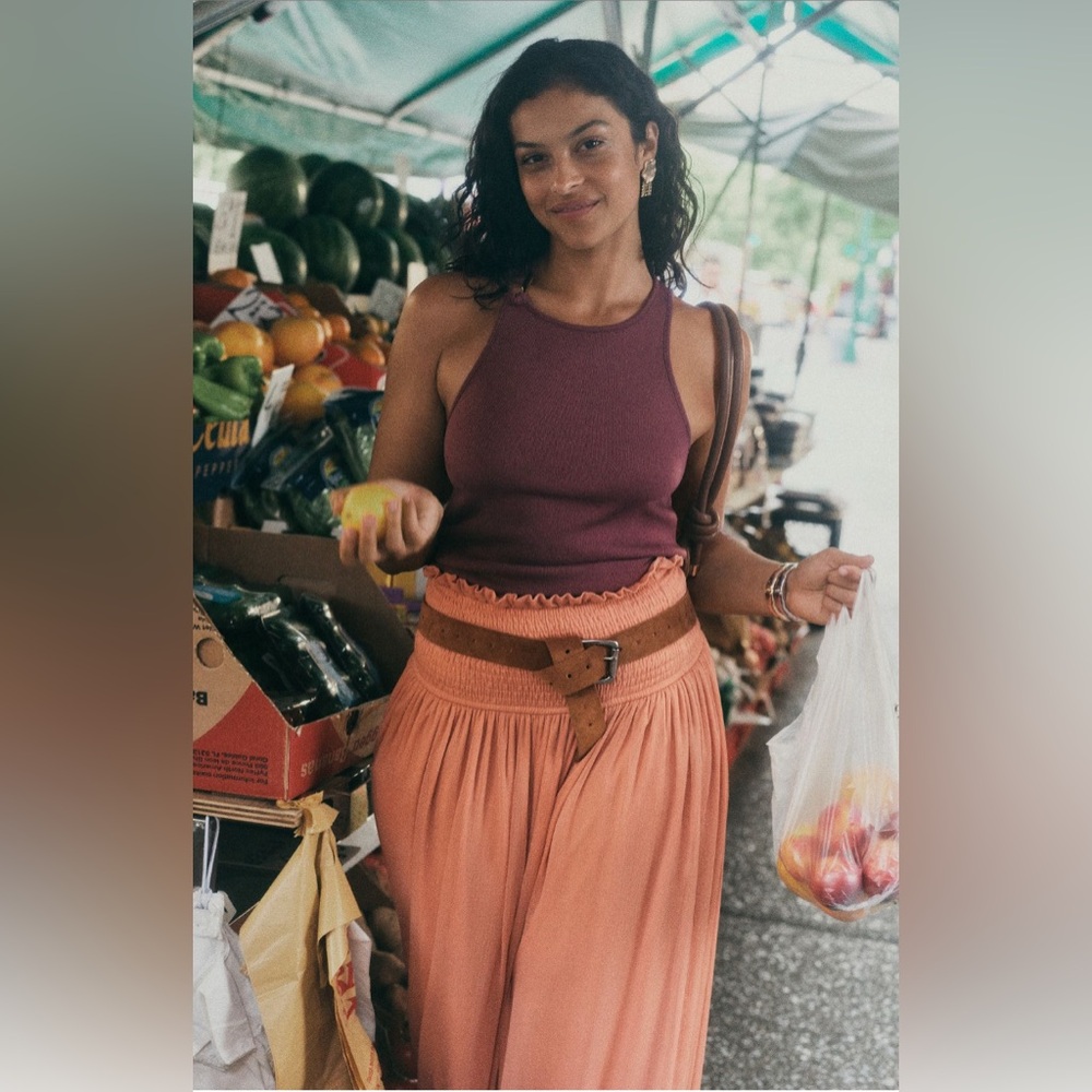 ✨ Anthropologie Smocked Sheer Maxi Skirt Sz 2X - Picture 9 of 13